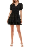 Wayf Reese Faux Wrap Minidress In Black