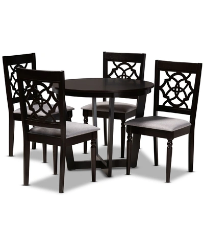 Baxton Studio Valerie Modern And Contemporary Fabric Upholstered 5 Piece Dining Set In Gray