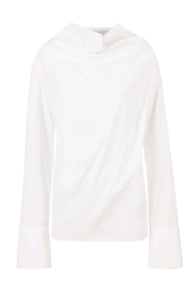 A-line Draped Neck Blouse In White