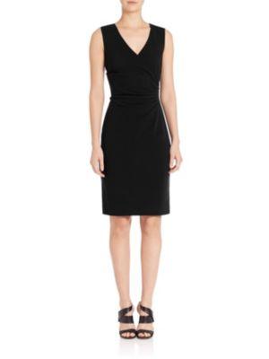 Diane Von Furstenberg Layne Jersey Surplice Dress In Black | ModeSens
