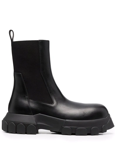 Rick Owens Ridged-sole Ankle Boots In Black