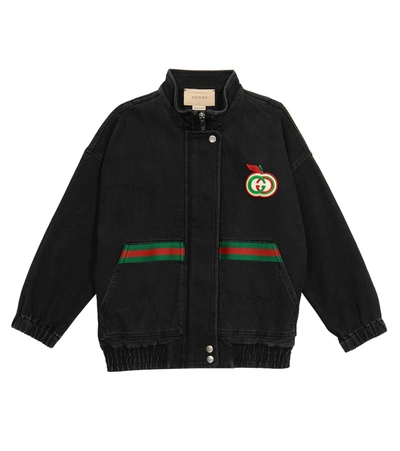 Gucci Kids' Interlocking G Denim Jacket In Black
