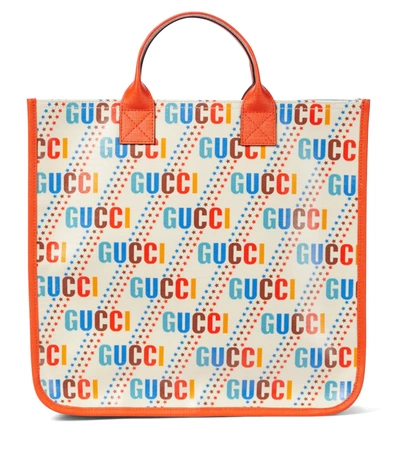 Gucci Kids' Logo Canvas Tote In Orange