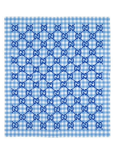 Gucci Kids' Baby Blue Gg Check Blanket
