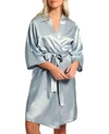 Icollection Plus Size Marina Lux Satin Robe Lingerie In Gray