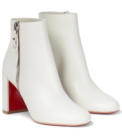 Christian Louboutin Ziptotal 85 Leather Ankle Boots In White