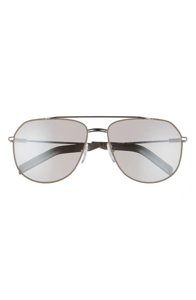 Prada 60mm Polarized Pilot Sunglasses In Gunmetal/matte Bronze/ White