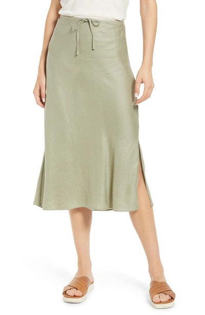 Madewell Linen Blend Drawstring Midi Slip Skirt In Forgotten