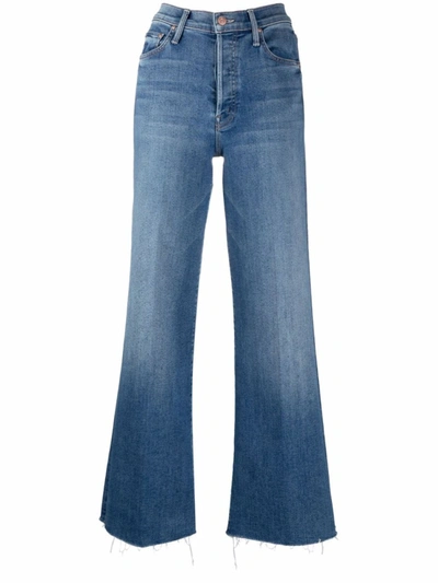 Mother The Pixie Roller High Waist Crop Wide Leg Jeans In Blue