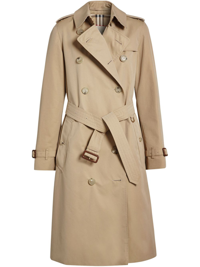 Burberry The Long Kensington Heritage Trench Coat In Nude & Neutrals