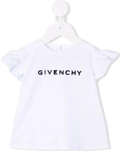 Givenchy Babies' Logo刺绣t恤 In White