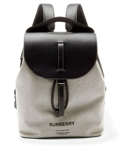 Burberry Logo-print Leather And Cotton-canvas Backpack In Black