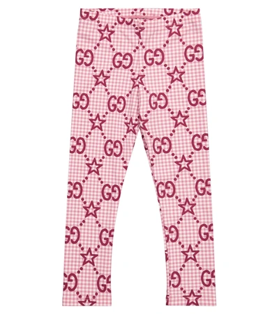 Gucci Kids' Gg Printed Stretch-jersey Leggings In Pink