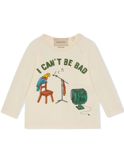 Gucci Baby 'i Can't Be Bad' Cotton Sweatshirt In White
