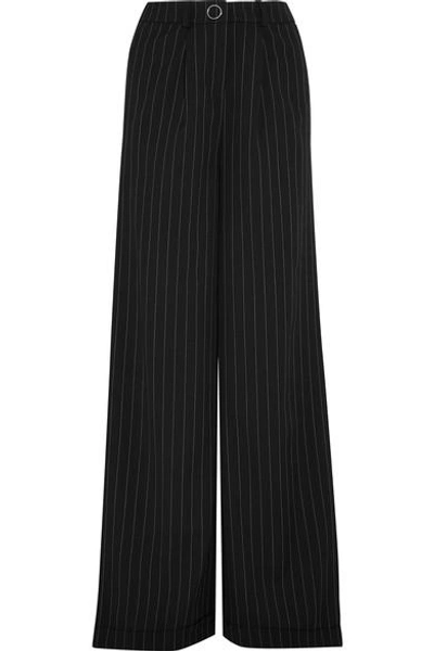 Mugler Pinstriped Wool-blend Wide-leg Pants