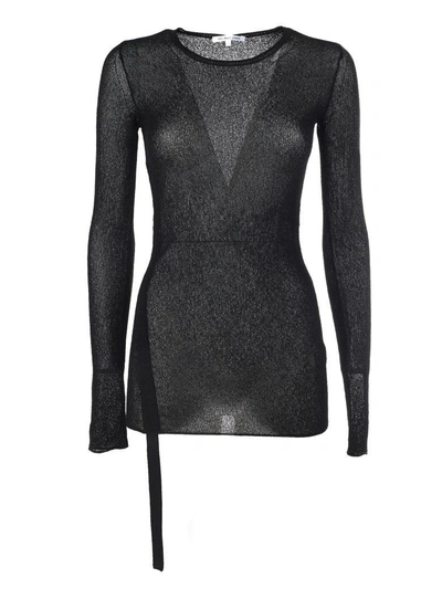 Helmut Lang Crepe Drawstring Sweater In Black