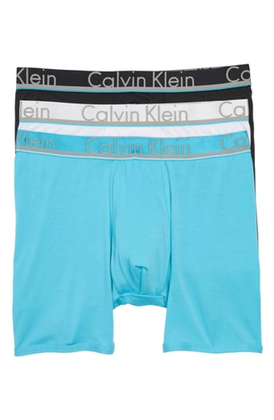 Calvin Klein 3-pack Comfort Microfiber Boxer Briefs In Black/ Athenian Blue/ White