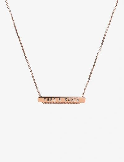 Littlesmith Personalised 13 Characters Rose Gold-plated Horizontal Bar Necklace