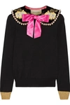 Gucci Embellished Cashmere And Silk-blend Sweater In Black