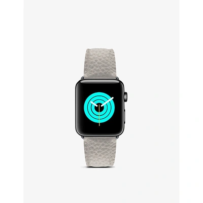 Mintapple Apple Watch Grained-leather Strap And Stainless Steel Case 40mm In Black/silver