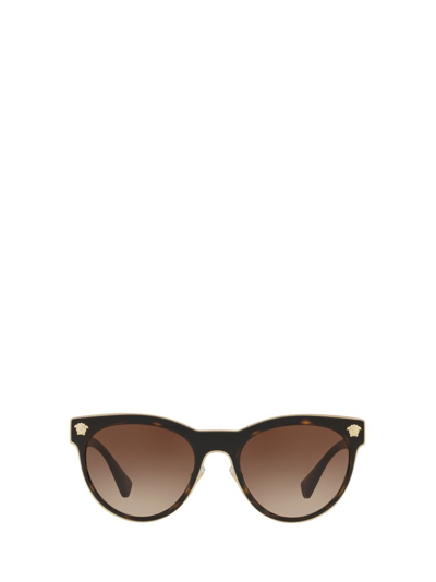 Versace Ve2198 Phantos-frame Metal Sunglasses In Havana