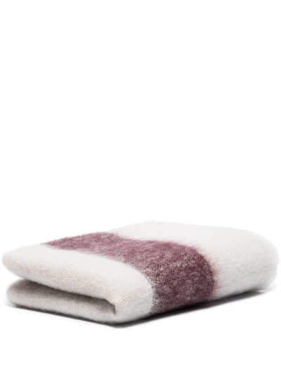 Hay White And Burgundy Mohair Blanket In Weiss
