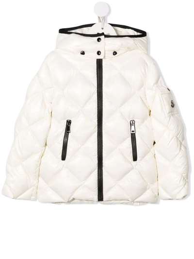 Moncler Kids' Bady Hooded Nylon Down Jacket In White