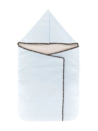 Fendi Embroidered Ff Cotton Foldover Blanket In Blue