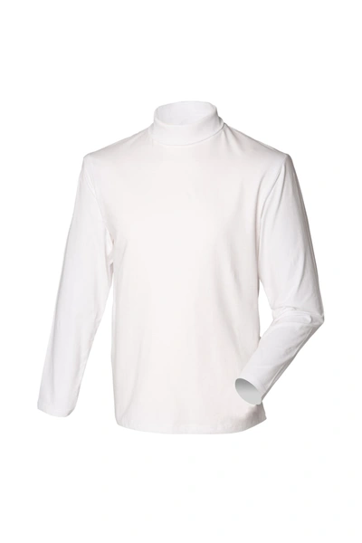 Henbury Mens Long Sleeve Cotton Rich Roll Neck Top / Sweatshirt (white)