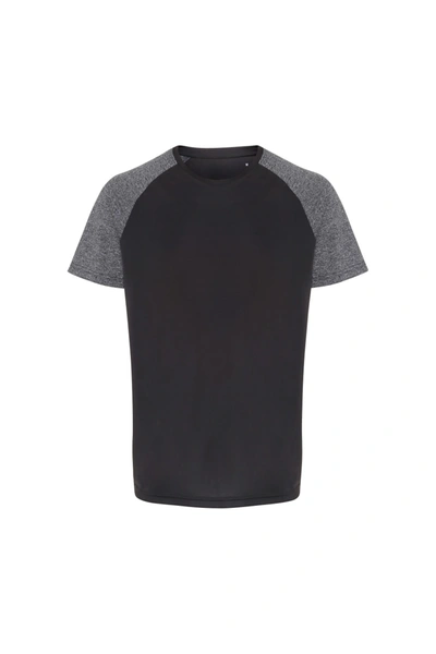 Tridri Mens Contrast Sleeve Performance T-shirt (charcoal/black Melange) In Grey