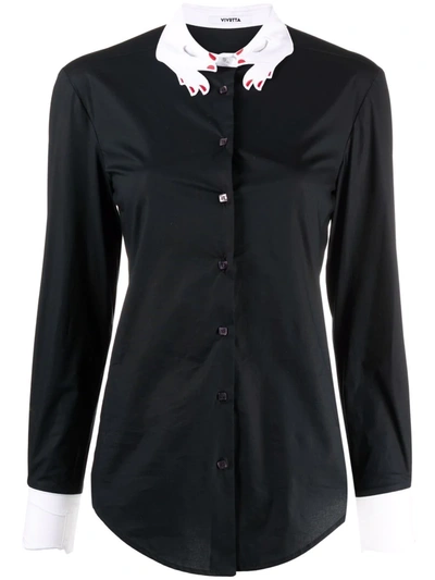 Vivetta Hand-collar Panelled Shirt In Black ModeSens