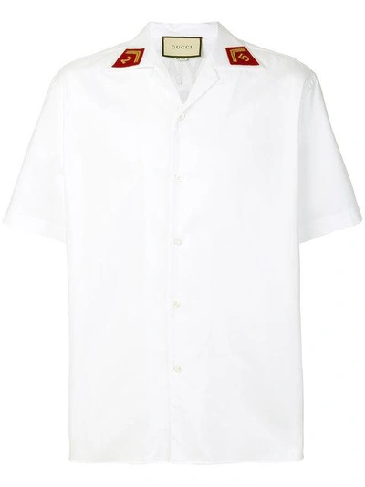 Gucci Camp-collar Embroidered Cotton Oxford Shirt In White