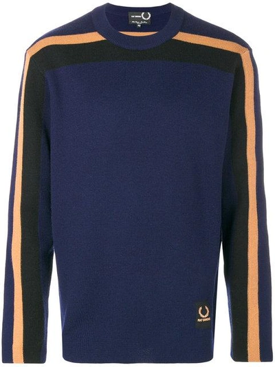Fred Perry Contrast Stripe Sweatshirt In Dark Navy