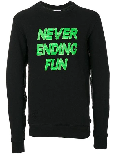 Tim Coppens Black 'never Ending Fun' Printed Ma-1 Crew Sweatshirt