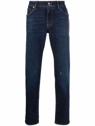 Dolce & Gabbana Ripped-detail Denim Jeans In Blue