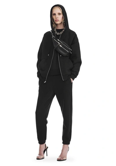 Alexander Wang Dense Fleece Zip Thru Hoodie In Black