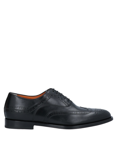 Santoni Leather Lace-up Brogues In Black | ModeSens