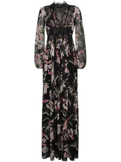 Giambattista Valli Lily Of The Valley-print Silk-georgette Gown In Black