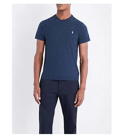 Polo Ralph Lauren Custom Slim-fit Marl-pattern T-shirt In Blue Eclipse He