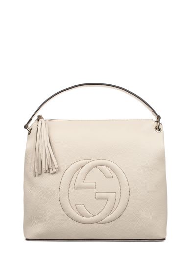 Gucci Chalk Soho Hammered Leather Shoulder Bag In White | ModeSens