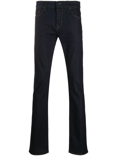 7 For All Mankind Jeans - Carsen Straight Fit Jeans In Dark & Clean In Blue