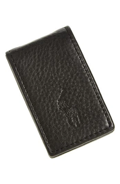 Polo Ralph Lauren Men's Logo-debossed Pebbled Leather Money Clip In Black