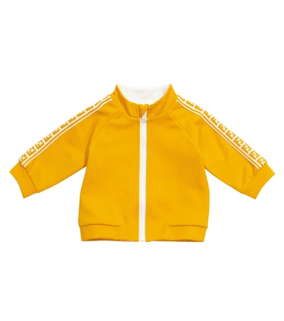 Fendi Babies' Zipped Cotton-blend Sweatshirt In 黄色