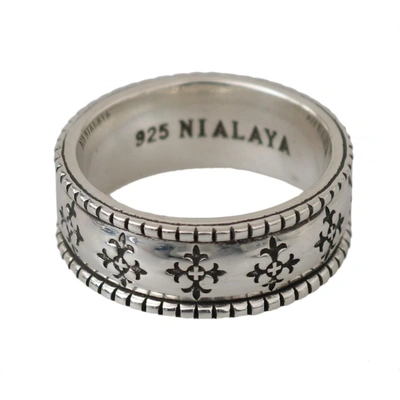 Nialaya Silver Sterling Cross Logo Authentic Men 925 Ring