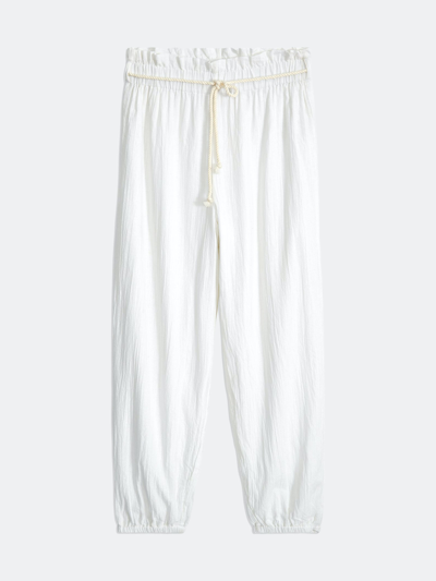 Onia Cropped Crinkled Cotton-gauze Tapered Pants In White