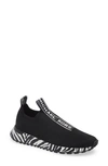 Michael Michael Kors Sneaker Bodie Slip-on In Mesh Metallizzato Bianca In Black/ Optic White
