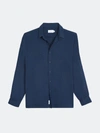 Onia Stretch Linen Blend Regular Fit Button Up Shirt In Blue