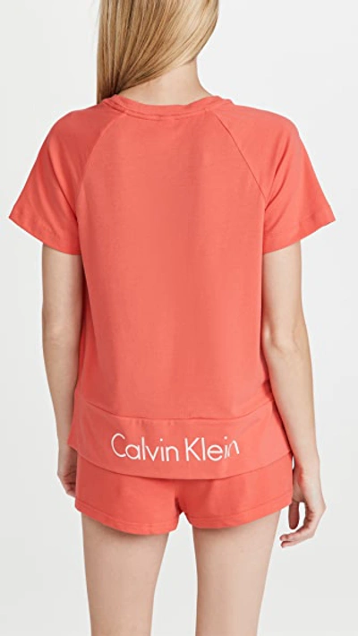 Calvin Klein Underwear Printed Cotton-blend Jersey Pajama Top In Punch Pink660
