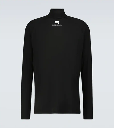 Balenciaga Long-sleeve Technical Performance-jersey T-shirt In Noir Ecru