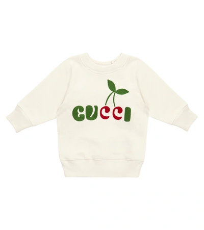 Gucci Babies' Embroidered Cherry Logo Sweatshirt In White
